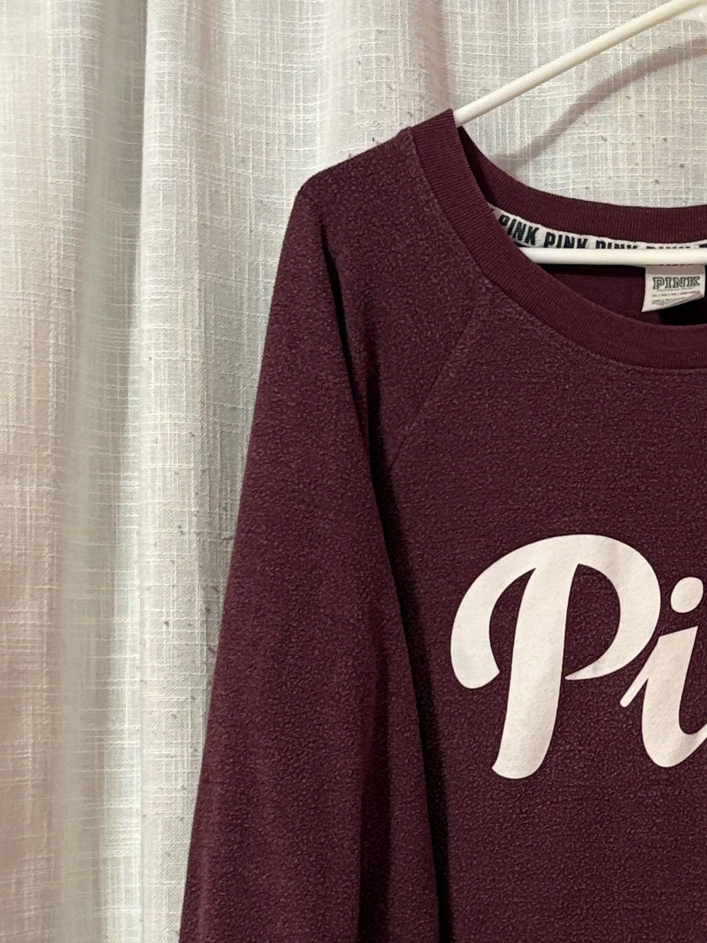 PINK Soft Maroon Graphic Spellout Athletic Sweatshirt - Picture 6 of 12